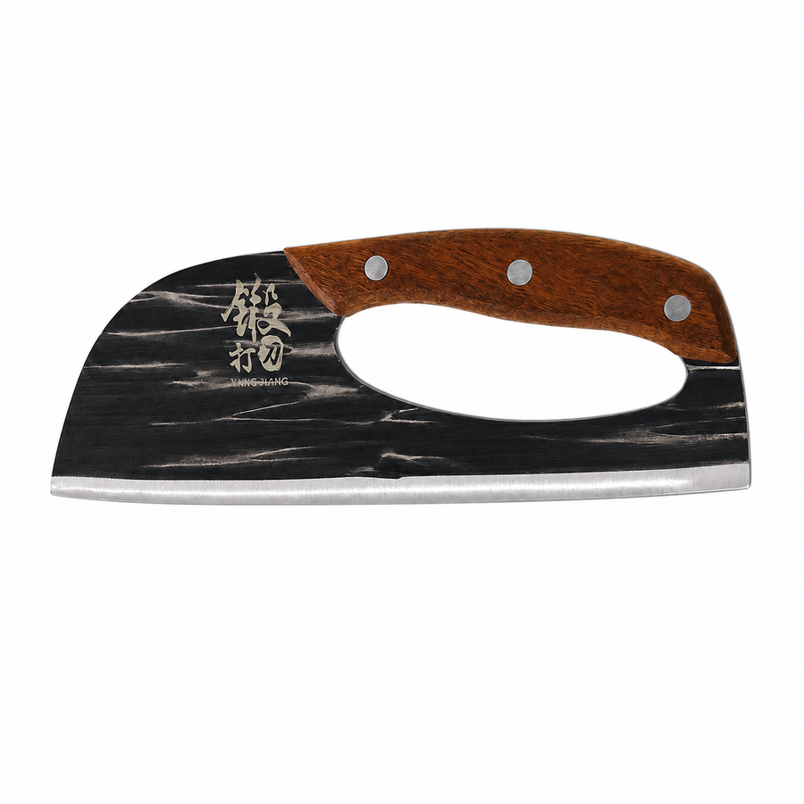 CUCHILLO PARRILLERO FORJADO CON MANGO DE MADERA